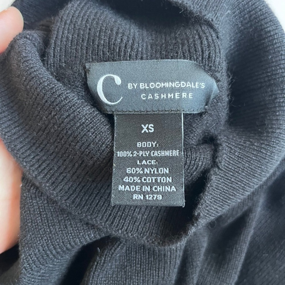C by Bloomingdale's‎ Cashmere 100% Cashmere Layered Look Sweater Black size XS - Picture 10 of 13